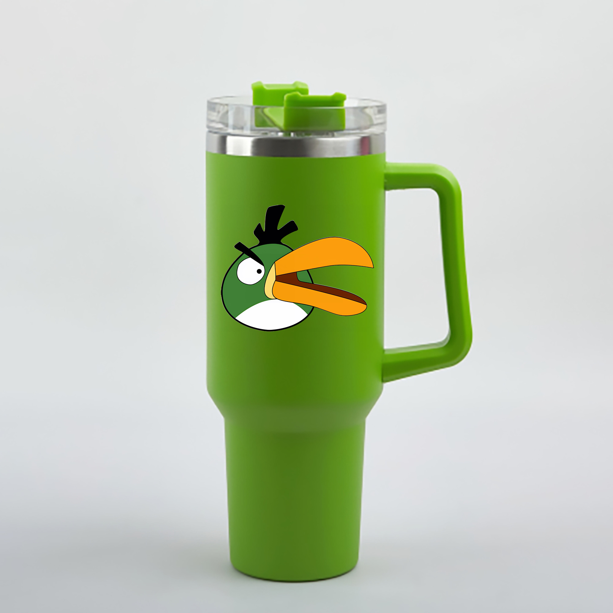 （画像用） Angry Birds アングリーバード 1200mL車用タンブラー - クリスタルステッカー（プラスチックストロー付き）